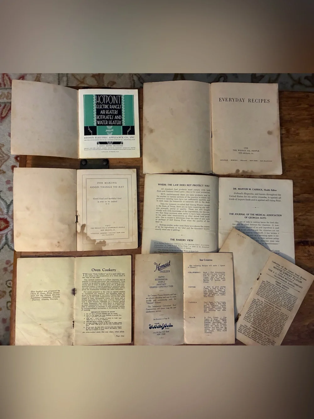 Vintage Depression Era. 1910-1926:  9 - Promotional Cookbooks/Kitchen Mementos,